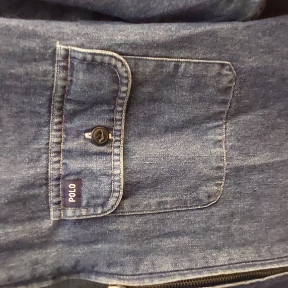 POLO RALPH LAUREN ZIPPER DENIM SHIRT/ JACKET LOOK SIZE L...DENIM BLUE - Picture 3 of 7